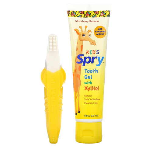 Xlear, The Original Baby Banana Brush, Training Toothbrush and Gel, 2 Piece Kit