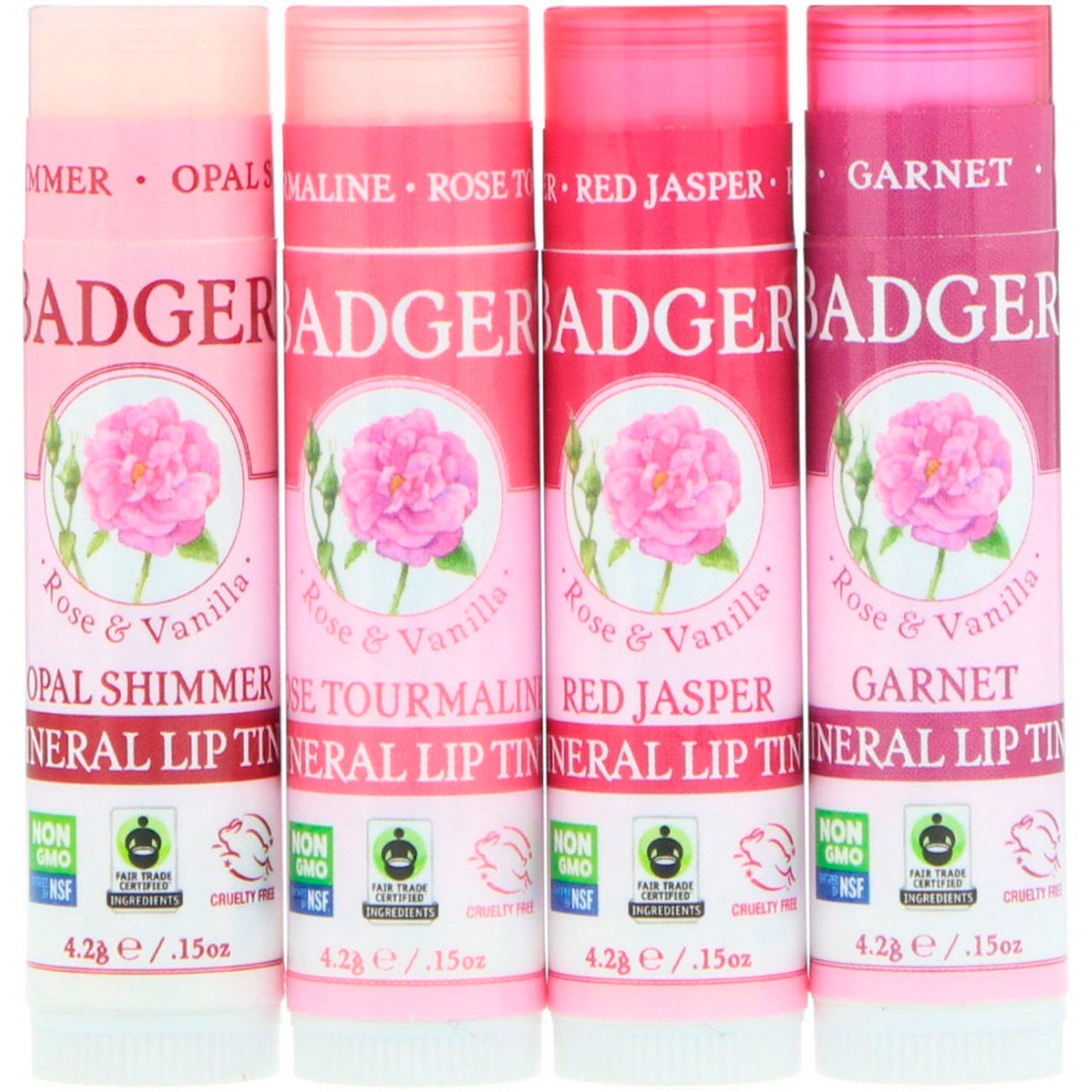 Badger Company, Mineral Lip Tints Set, 4 Pack, .15 oz (4.2 g) Each