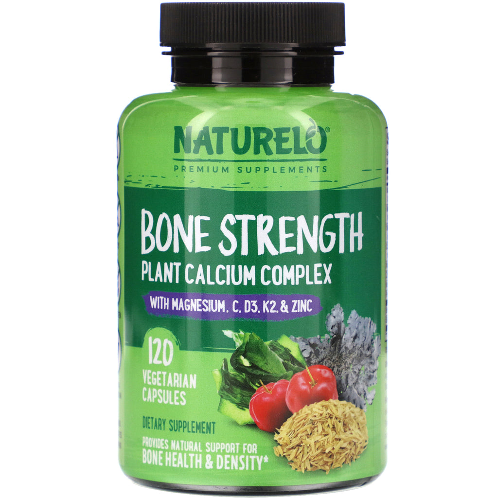 NATURELO, Bone Strength, Plant-Based Calcium Complex, 120 Vegetarian Capsules