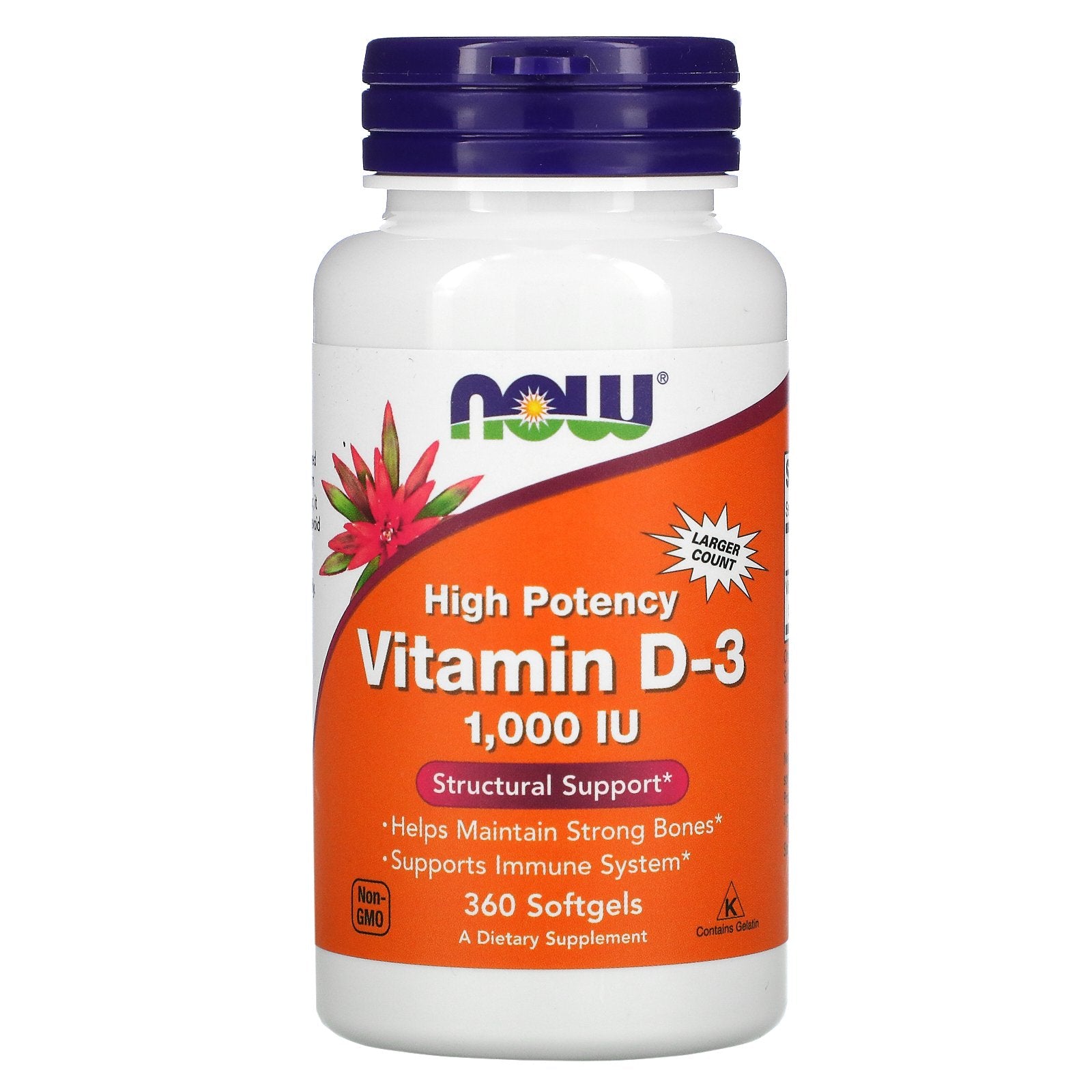 Now Foods, High Potency Vitamin D-3, 25 mcg (1,000 IU), 360 Softgels