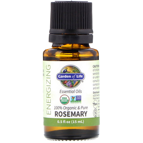 Garden of Life, 100% Organic & Pure, Essential Oils, Energizing, Rosemary, 0.5 fl oz (15 ml)