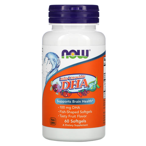 Now Foods, Kid's Chewable DHA, Tasty Fruit Flavor, 60 Softgels