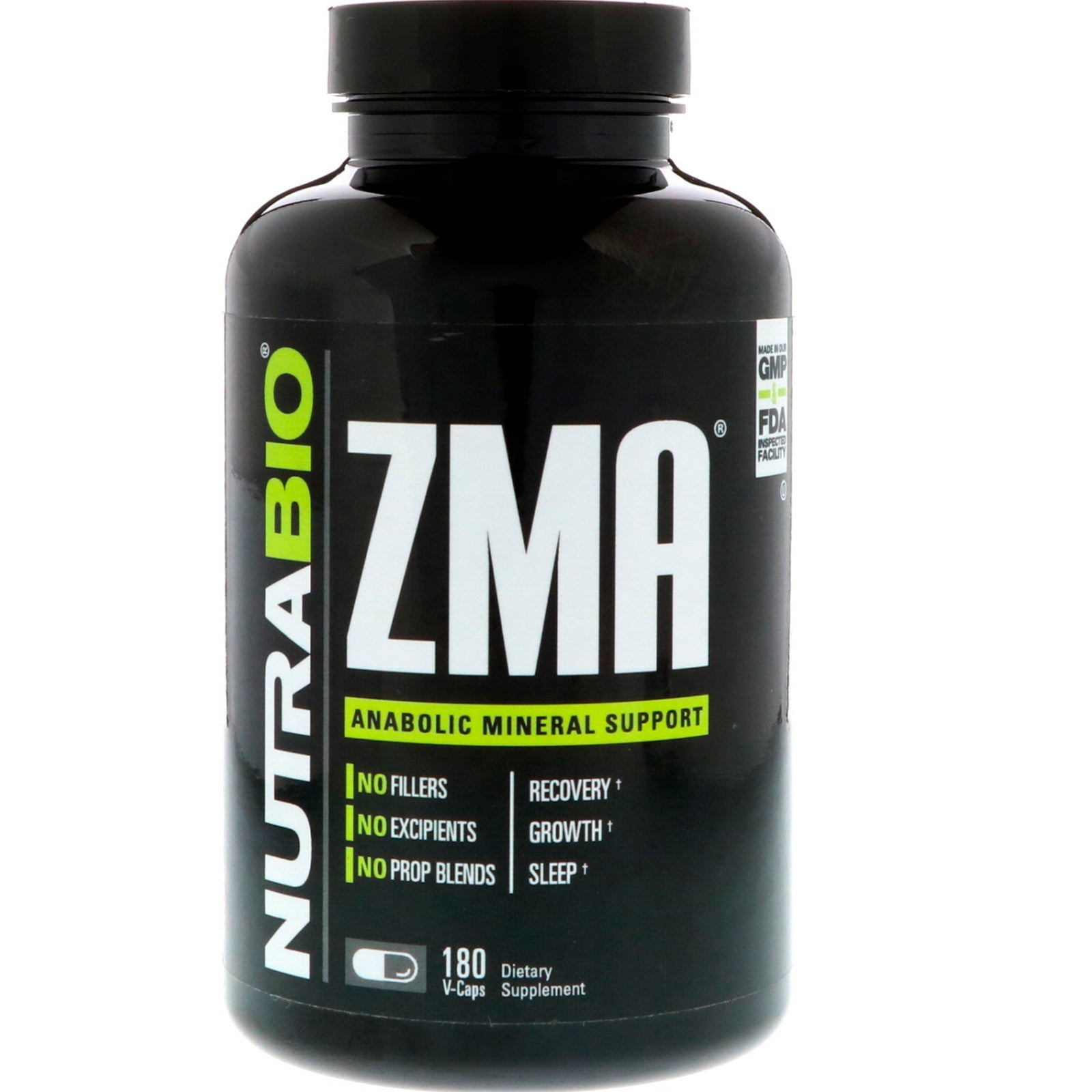 NutraBio Labs, ZMA, 180 Vegetable Capsules