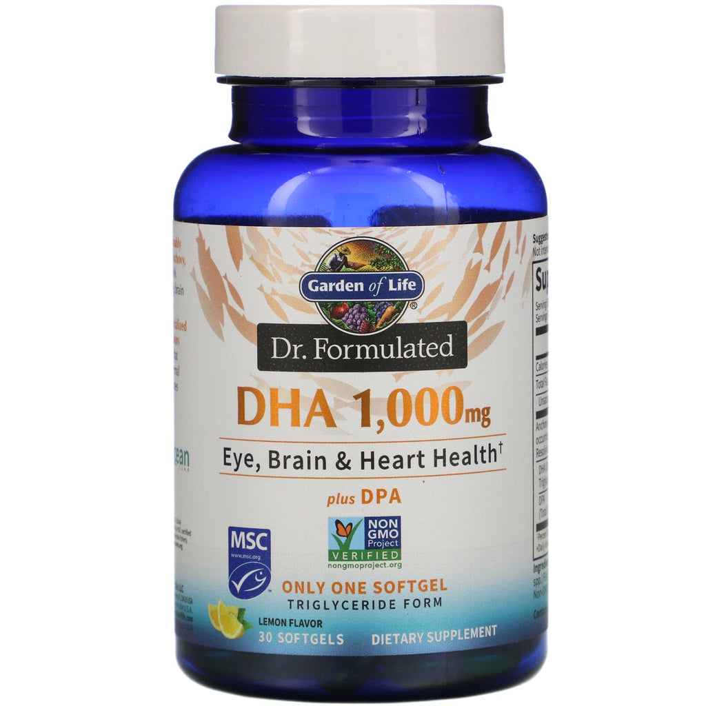 Garden of Life, Dr. Formulated, DHA,  Lemon, 1,000 mg, 30 Softgels