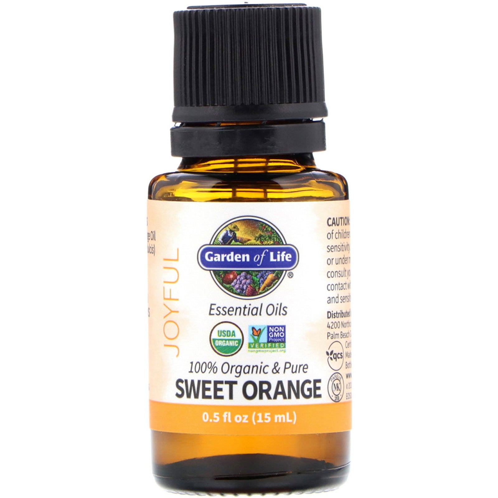 Garden of Life, 100% Organic & Pure, Essential Oils, Joyful, Sweet Orange, 0.5 fl oz (15 ml)