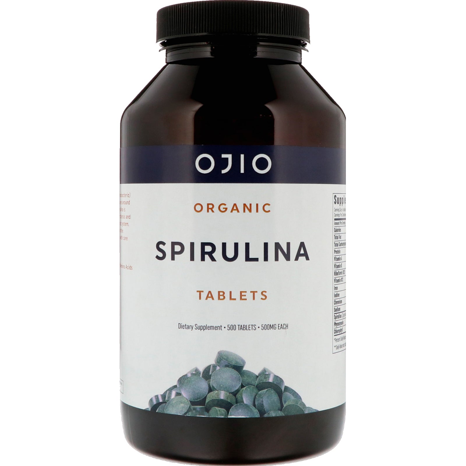 Ojio, Organic Spirulina, 500 mg, 500 Tablets