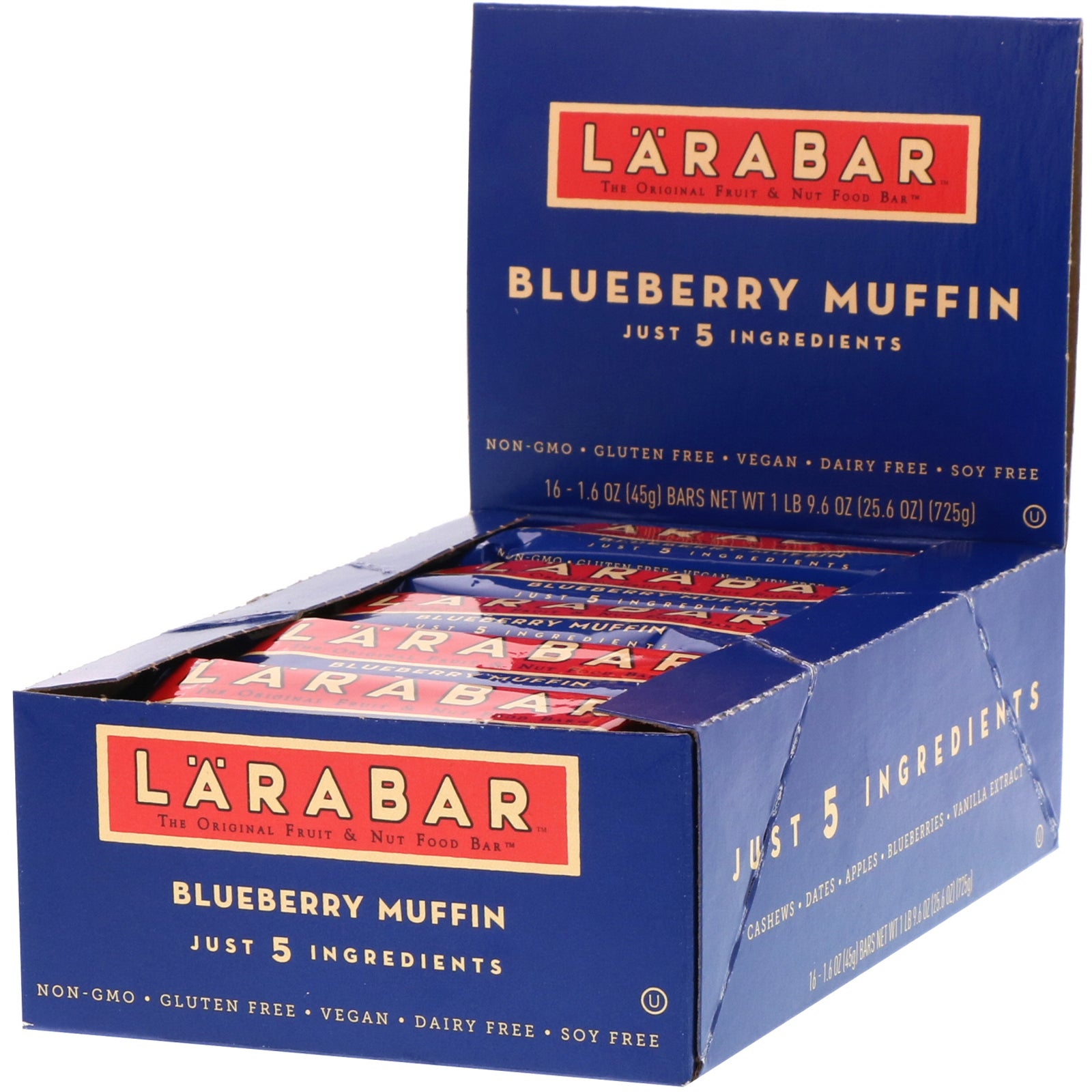 Larabar, The Original Fruit & Nut Food Bar, Blueberry Muffin, 16 Bars, 1.6 oz (45 g) Each