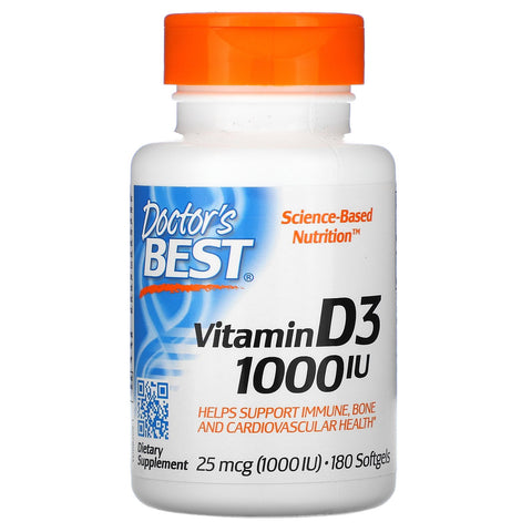 Doctor's Best, Vitamin D3, 25 mcg (1,000 IU), 180 Softgels