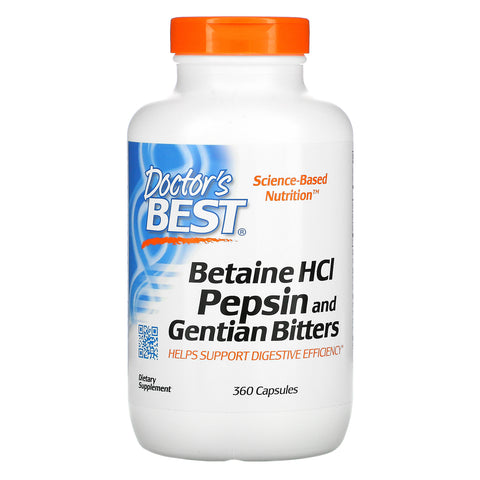 Doctor's Best, Betaine HCL, Pepsin and Gentian Bitters, 360 Capsules