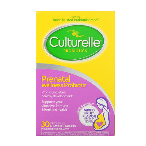 Culturelle, Probiotics, Prenatal Wellness Probiotic, Mixed Fruit Flavor, 30 Once Daily Chewable Tablets