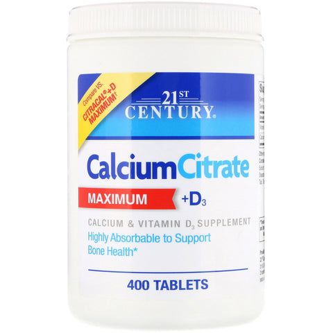 21st Century, Calcium Citrate Maximum + D3, 400 Tablets