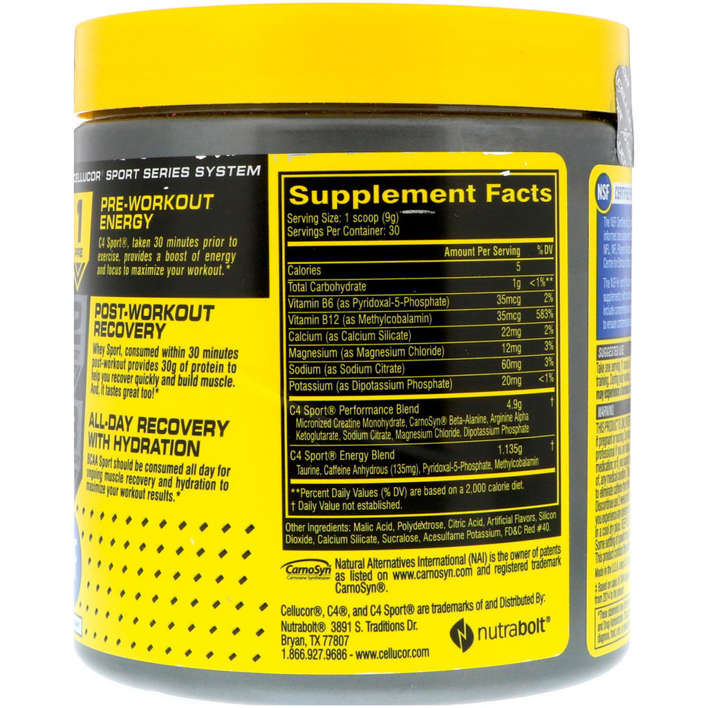 Cellucor, C4 Sport, Pre-Workout, Watermelon, 9.5 oz (270 g)