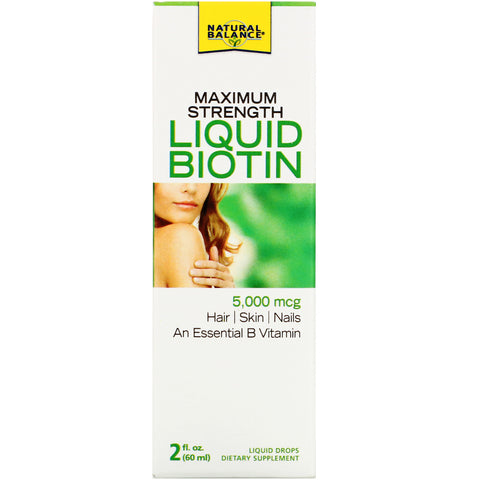 Natural Balance, Maximum Strength Liquid Biotin, Citrus Flavored , 5,000 mcg, 2 fl oz (60 ml)