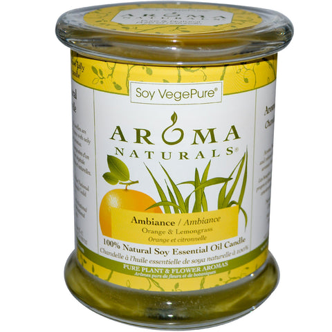 Aroma Naturals, Soy VegePure, 100% Natural Soy Essential Oil Candle, Ambiance, Orange & Lemongrass, 8.8 oz (260 g)